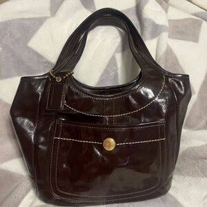 Coach 11012 Legacy Ergo Hobo Brown Patent Leather Bag